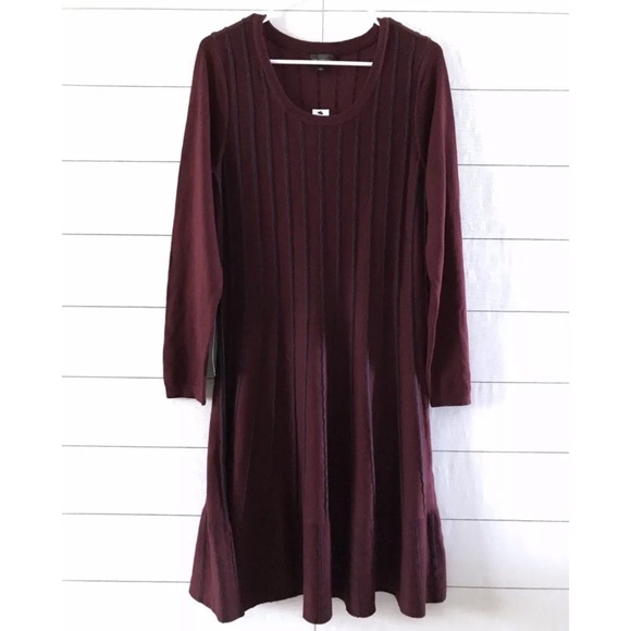 The Limited Dresses & Skirts - The Limited Burgundy Blue Long Sleeve Knit Dress